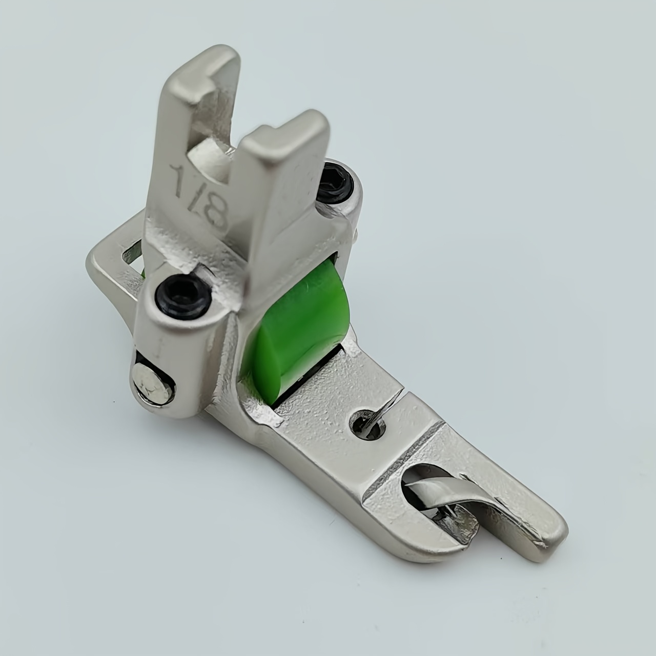 Premium roller hem presser foot with green anti-wrinkle roller