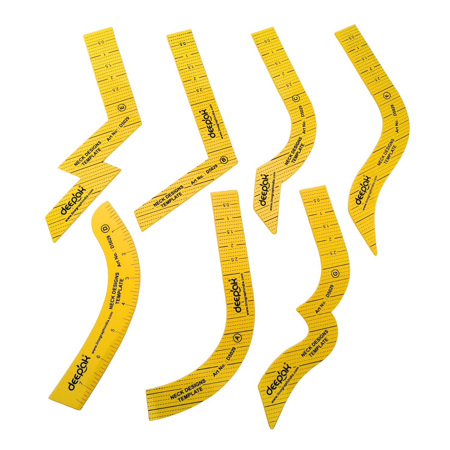 7pcs Neck Design Scales | Acrylic Curve Ruler Set for Blouse & Kurti Cutting – Outflint